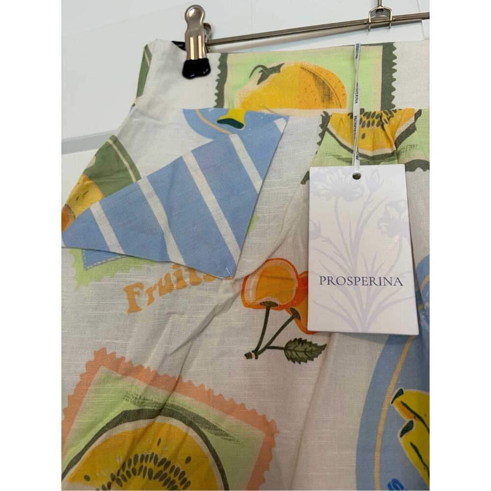 Prosperina Annie Orchard Print Apron Midi Skirt Linen Cotton Size M NWT Rare - Picture 8 of 11